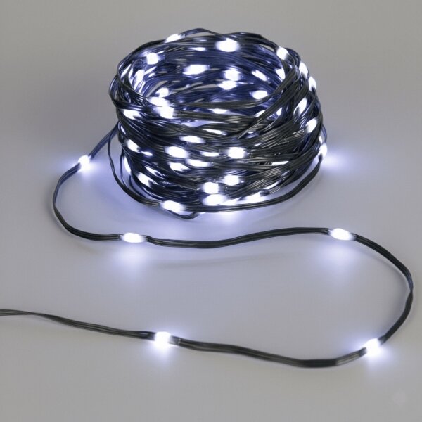 Aigostar - Catena luminosa natalizia solare 300 LED, 8 funzioni, 32 m, IP65, bianco freddo, 1200 mAh