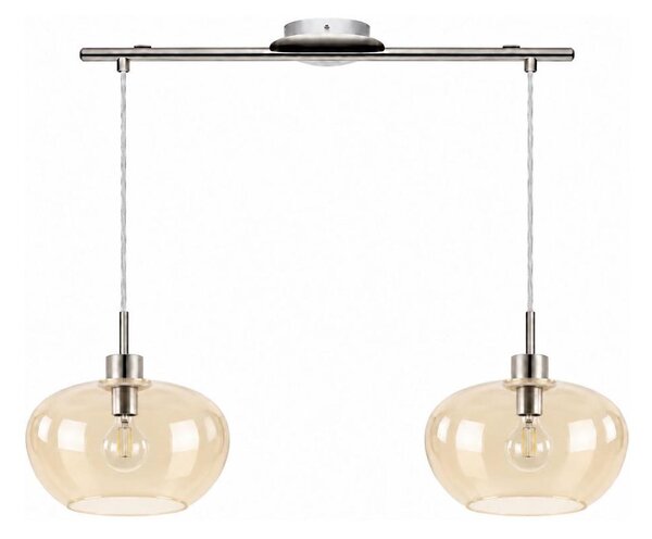 BRILAGI-LED Lampadario a sospensione con cavo RETRO GLASS 2xE27/60W/230V cromo opaco/beige fumé