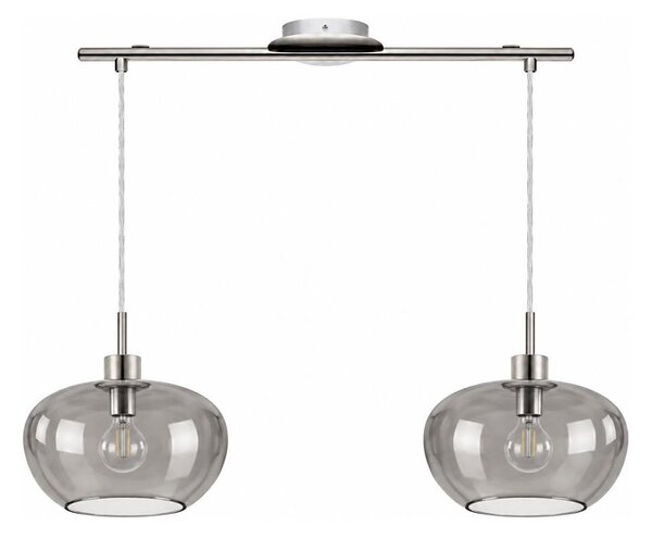 BRILAGI - Lampada a sospensione LED con cavo RETRO GLASS 2xE27/60W/230V cromo opaco/grigio fumé