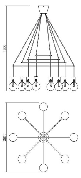 Redo 01-1564 - Lampadario a cavo MIKADO 8xE27/42W/230V pr. 82 cm bianco