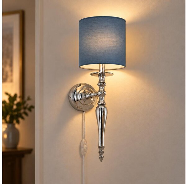 BRILAGI - Lampada da parete NUBILA 1xE27/60W/230V cromo lucido/blu scuro