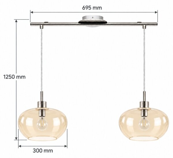 BRILAGI-LED Lampadario a sospensione con cavo RETRO GLASS 2xE27/60W/230V cromo opaco/beige fumé