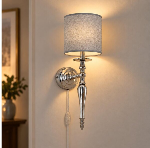 BRILAGI - Lampada da parete NUBILA 1xE27/60W/230V cromo lucido/grigio