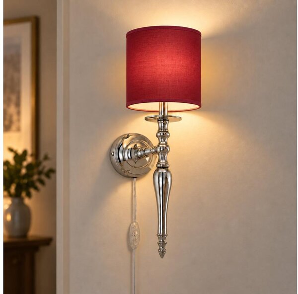 BRILAGI - Lampada da parete NUBILA 1xE27/60W/230V cromo lucido/rosso pompeiano