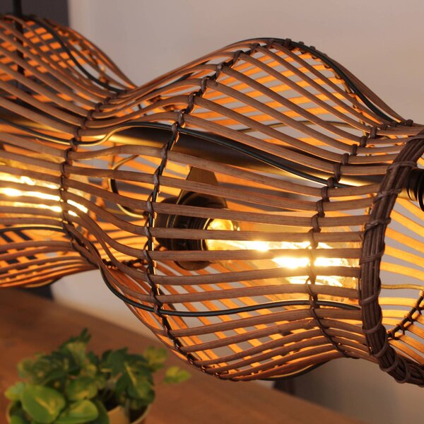 Eco-Light Lampada a sospensione Bamboo, marrone, a 4 luci