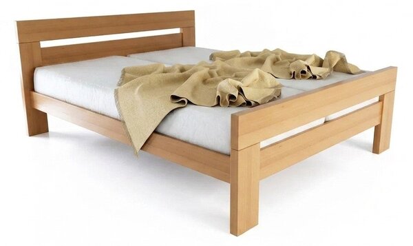 Letto matrimoniale di colore naturale in faggio massiccio con rete inclusa 180x200 cm Fiorentino – B.E.S