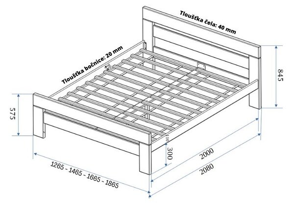 Letto matrimoniale di colore naturale in faggio massiccio con rete inclusa 180x200 cm Fiorentino – B.E.S