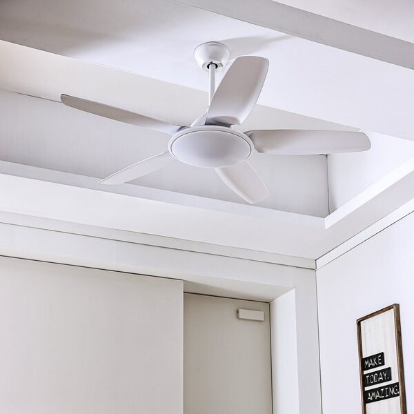 Ventilatore da soffitto LED Divian, bianco, CC, silenzioso, CCT - Lucande Lucande, Divian, Bianco, Soggiorno, Metallo, Moderno