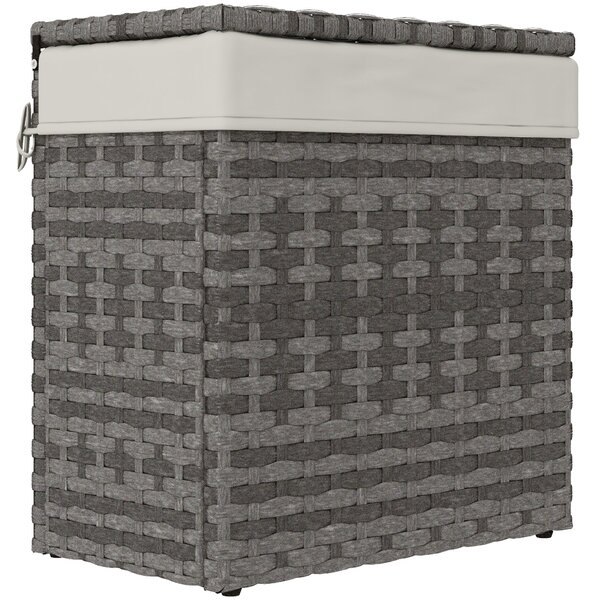 Outsunny Cesta Contenitore da Giardino e Casa in Rattan con Tessuto Interno, 57x34x62cm, Grigio|Aosom