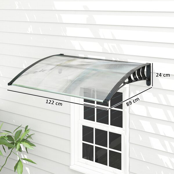 Outsunny Tettoia per Esterni Curva con Viti e Bulloni Inclusi, in Policarbonato, PP e Alluminio, 122x89x24 cm|Aosom