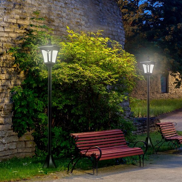 Outsunny Set 2 Lampioncini Solari da Esterno Impermeabili IP44, 18x18x160cm, Nero | Aosom Italy