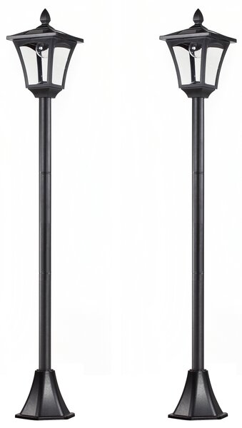 Outsunny Set 2 Lampioncini Solari da Esterno Impermeabili IP44, 18x18x160cm, Nero | Aosom Italy