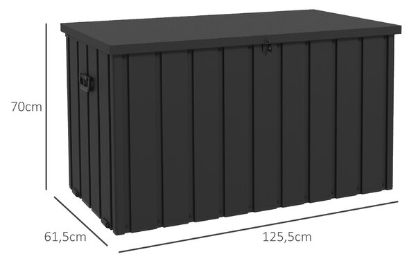 Outsunny Panca Contenitore da 450L con 2 Rotelle e Maniglie, in Acciaio e PP, 125.5x61.5x70 cm, Grigio Scuro