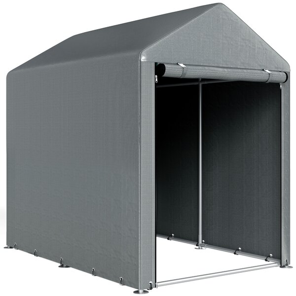 Outsunny Capanno Attrezzi anti UV con Ingresso a Zip, in Acciaio Zincato e Tessuto PE,120x179x165 cm, Grigio Scuro