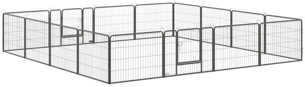 PawHut Recinto per Cani e Cuccioli con 16 Pannelli Modulabili e 2 Ingressi, 80x1.5x60cm|Aosom