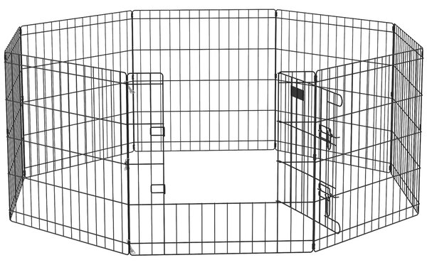 PawHut Recinto per Cani da Esterno e Interno con 8 Pannelli a Rete e Porta, 61 x 61cm, Nero