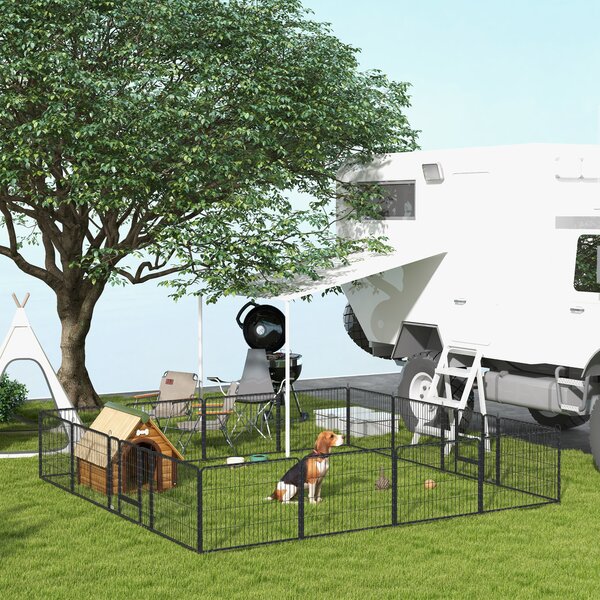 PawHut Recinto per Cani e Cuccioli con 16 Pannelli Modulabili e 2 Ingressi, 80x1.5x60cm|Aosom