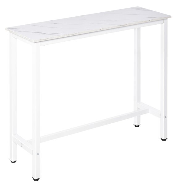 HOMCOM Tavolo da Bar Moderno con Gambe in Acciaio, 120x40x100 cm, Bianco | Aosom Italy