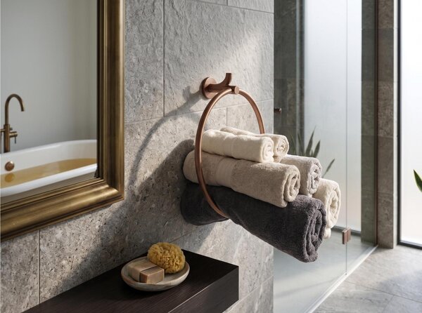 Porta Salviette AD Anello LIGNO Dimensioni 31x6x h 34 cm in verniciato bronzo opaco Garanzia di durata made In Italy