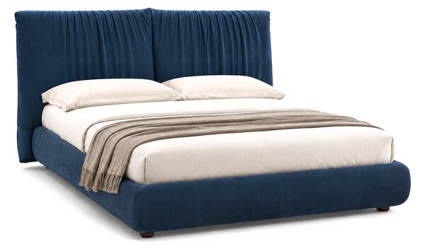 Letto Matrimoniale Libra Pelle Nabuk Premium con Testiera Drappeggiata - Design Elegante e Avvolgente