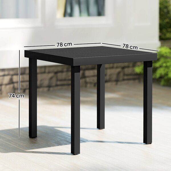 Outsunny Tavolo da Giardino Quadrato per 4 Persone, in Alluminio e Plastica, 78x78x74 cm, Nero | Aosom Italy