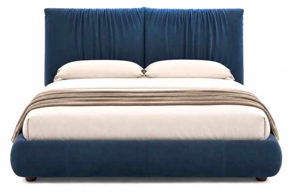 Letto Matrimoniale Libra Pelle Nabuk Premium con Testiera Drappeggiata - Design Elegante e Avvolgente