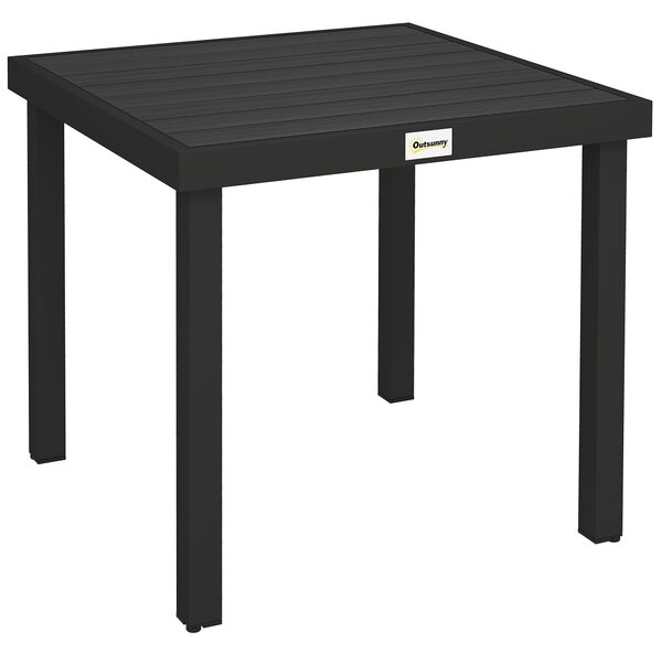 Outsunny Tavolo da Giardino Quadrato per 4 Persone, in Alluminio e Plastica, 78x78x74 cm, Nero | Aosom Italy