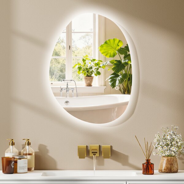 HOMCOM Specchio da Bagno Illuminato a LED con Colore e Temperatura Regolabile, in Vetro Temperato, 70x5x50 cm, Argento | Aosom Italy