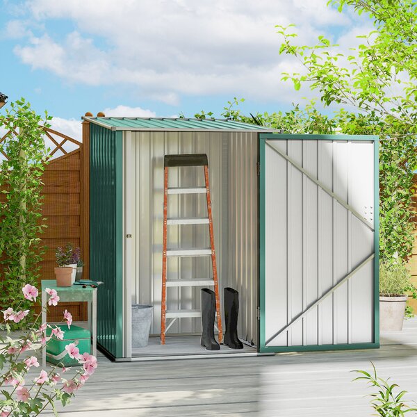Outsunny Casetta da Giardino Porta Attrezzi in Acciaio Galvanizzato e Porta, 100x103x160cm, Verde | Aosom Italy