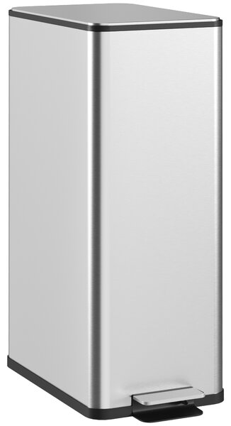 HOMCOM Cestino Spazzatura Pattumiera a Pedale 20L 21.5x37.2x57 cm Argento | Aosom Italy
