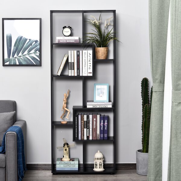 HOMCOM Libreria Moderna di Design a 8 Ripiani in Legno Truciolare, Arredamento Casa e Ufficio, 70x24x178cm Nero | Aosom Italy