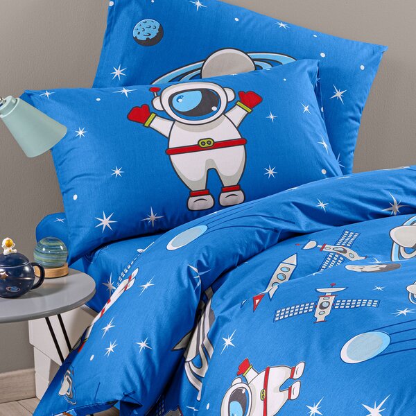 Completo Copripiumino In Cotone Spazio Singolo Caleffi Kids Ragazzo Blu Caleffi