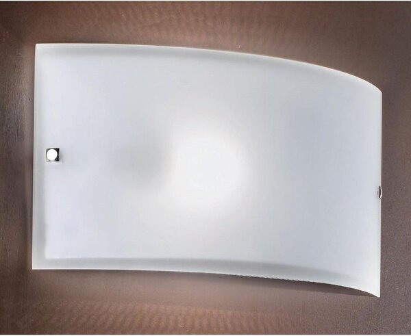 BIANCA APPLIQUE A FASCIA IN VETRO CURVO BIANCO SATINATO CON LAMPADINE ATTACCO E27 CLASSICA