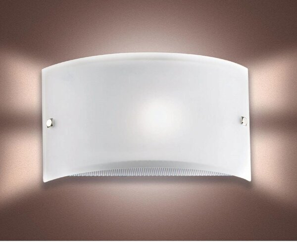BIANCA APPLIQUE A FASCIA IN VETRO CURVO BIANCO SATINATO LAMPADINA ATTACCO E27 CLASSICA