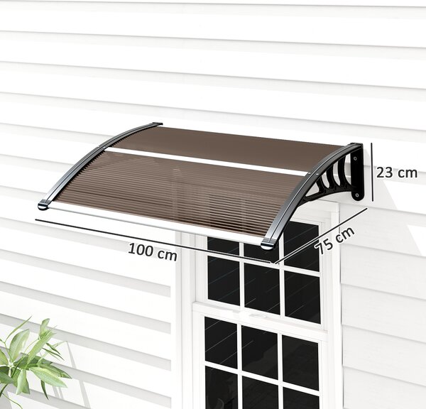 Outsunny Pensilina da Esterni Impermeabile e Anti-UV, in PC, PP e Alluminio, 75x100x23 cm, Marrone e Nero | Aosom Italy