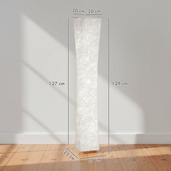 HOMCOM Lampada da Terra Moderna con Interruttore a Pedale, in Acciaio e Tessuto, 25x25x129 cm, Bianco e Argento | Aosom Italy