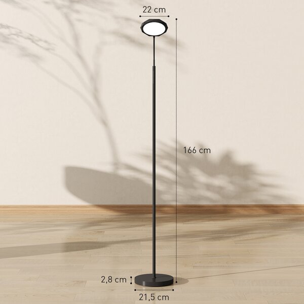 HOMCOM Lampada da Terra LED con Telecomando, Testa Girevole, Regolazione Luminosità e Temperatura, Nero | Aosom Italy