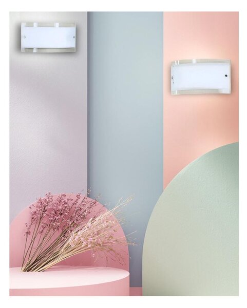 ARIA LAMPADA DA PARETE PICCOLA IN VETRO BIANCO BORDO TRASPARENTE LUCE DIFFUSA