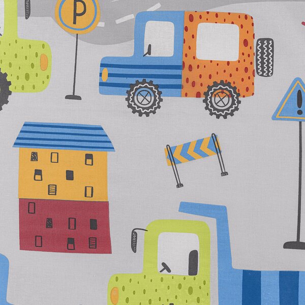 Completo Copripiumino In Cotone City Car Singolo Caleffi Kids Ragazzo Grigio Caleffi