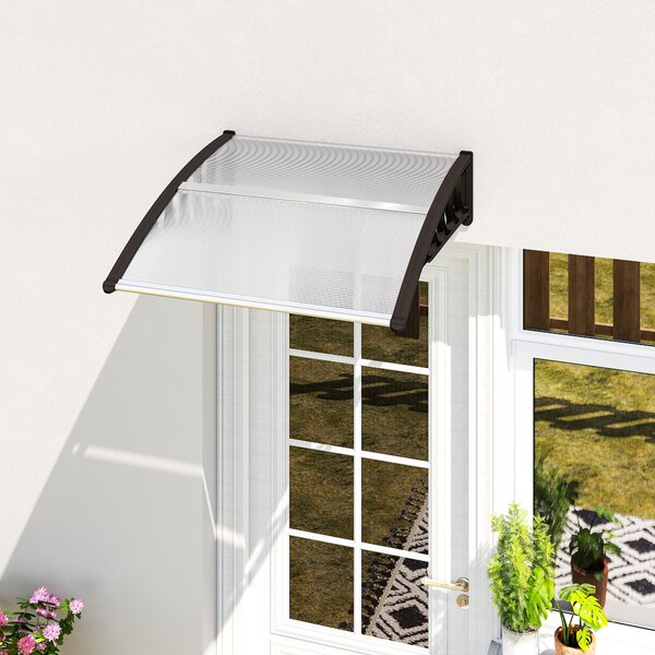 Outsunny Tettoia da Esterno in Policarbonato per Porte e Finestre, 103x96.5x27cm, Trasparente | Aosom Italy
