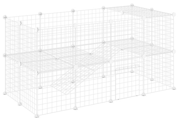 PawHut Recinto per Animali Domestici Piccoli con 36 Pannelli di Metallo Modulabili con Porta, Bianco | Aosom Italy