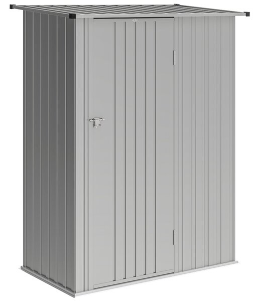 Outsunny Capanno Porta Attrezzi in Metallo con Tetto Inclinato e Porta Bloccabile, 142x86x189 cm, Argento | Aosom Italy