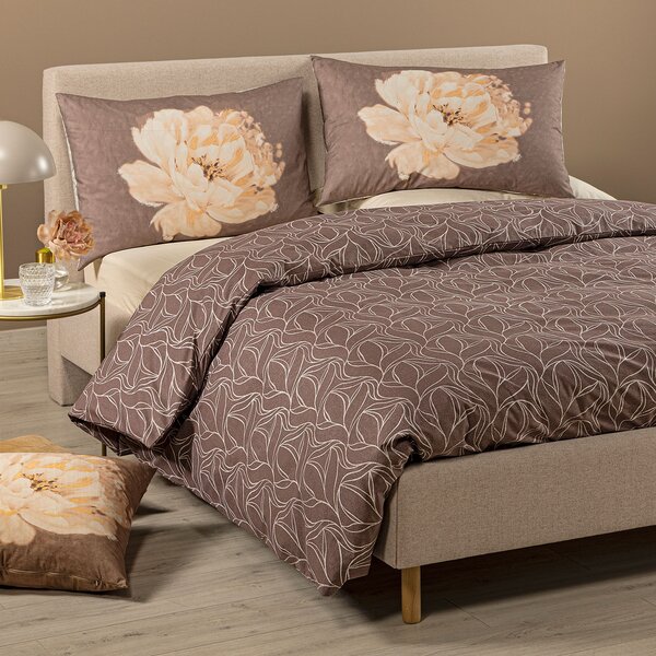 Completo Copripiumino In Cotone Peony Matrimoniale Caleffi Non Specificato Chocolat Caleffi