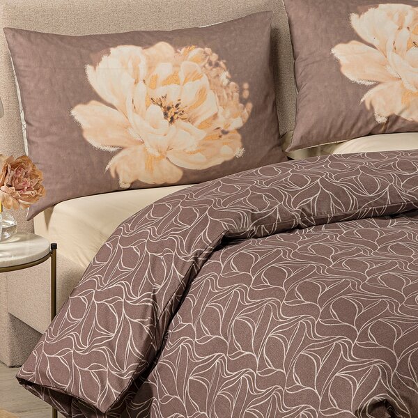 Completo Copripiumino In Cotone Peony Matrimoniale Caleffi Non Specificato Chocolat Caleffi