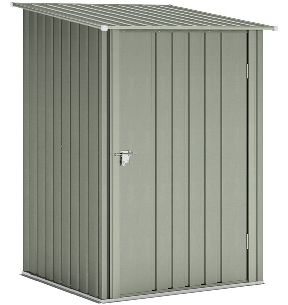 Outsunny Casetta da Giardino con Porta a Battente, Capanno Porta Attrezzi in Acciaio Galvanizzato, 100x104x160 cm, Argento | Aosom Italy
