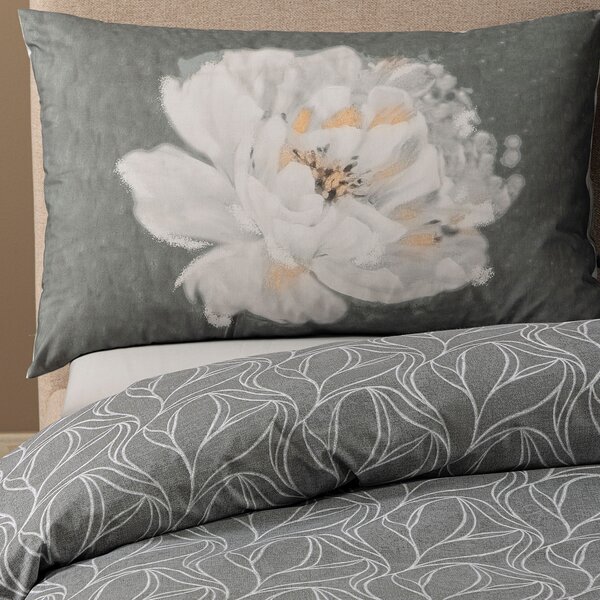 Completo Copripiumino In Cotone Peony Matrimoniale Caleffi Non Specificato Grigio Caleffi