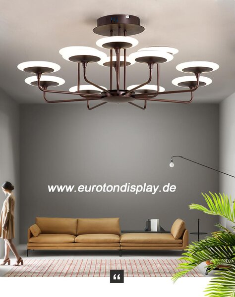 9230X+8-4+kf Colori del caffè Eurotondisplay Plafoniera LED 9230X con telecomando Colore della luce/luminosità regolabile Paralume acrilico A+ Luce LED per soggiorno