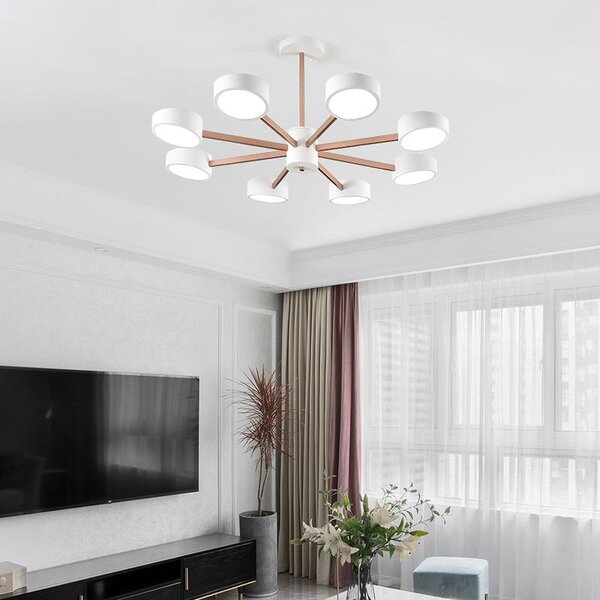 Plafoniera LED 9013D-8-W Bianco con telecomando Colore della luce regolabile Paralume in acrilico A+ Luce LED da soggiorno