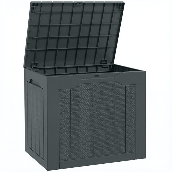 Outsunny Baule da Giardino con Maniglie, Contenitore Porta Attrezzi Impermeabile, 56x41x50 cm, Grigio Scuro | Aosom Italy