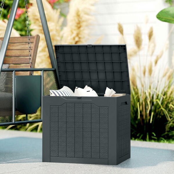 Outsunny Baule da Giardino con Maniglie, Contenitore Porta Attrezzi Impermeabile, 56x41x50 cm, Grigio Scuro | Aosom Italy